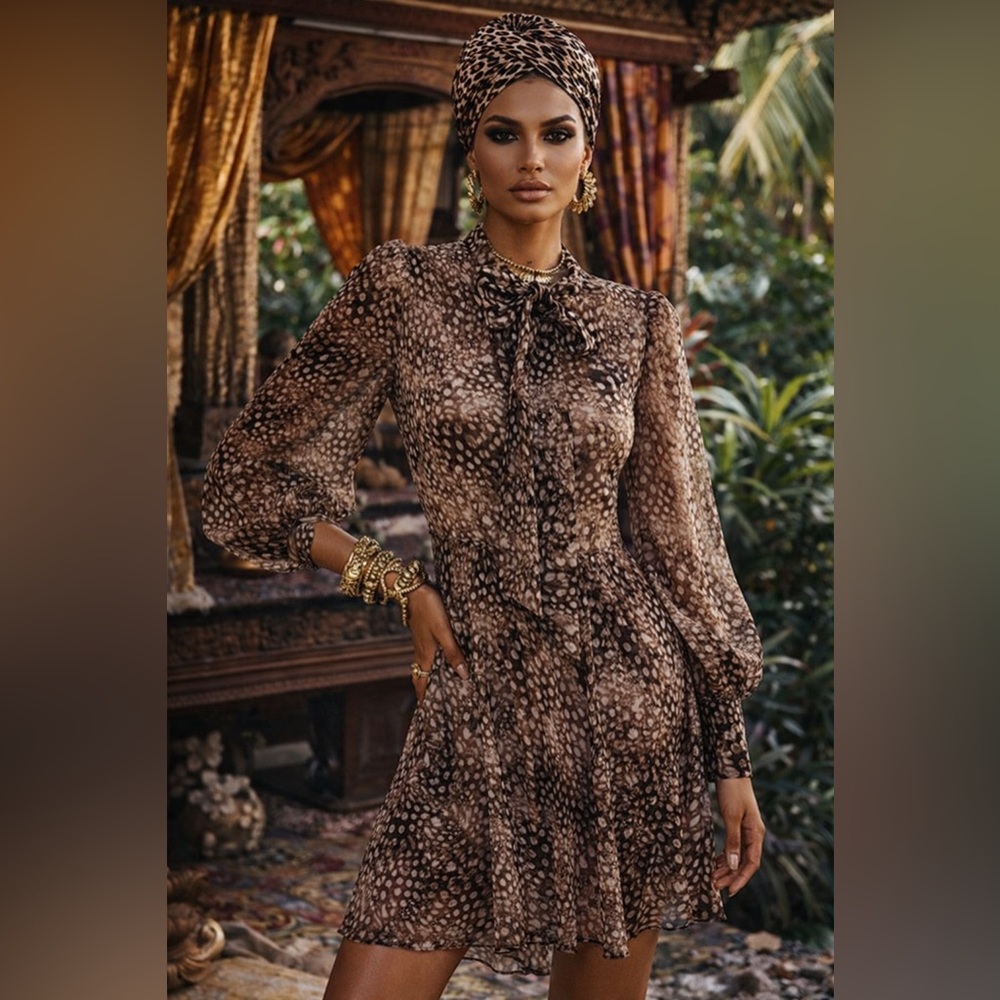 🪶 NWT BCBGMaxAzria Feather Print “Remelle” Dress – Size 0